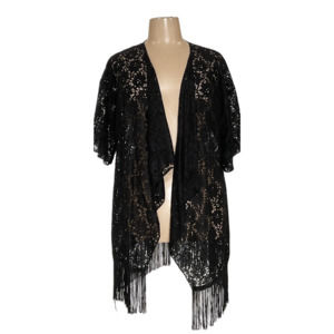 LuLaRoe Black Lace Swim Cover-Up with Fringe